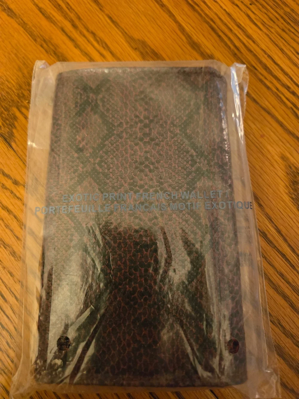 Avon Burgundy Snake-Print Wallet with Gold Accent